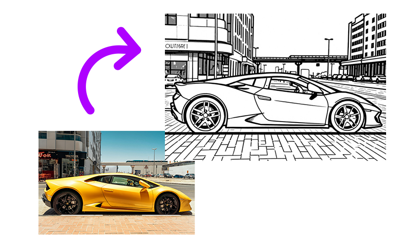 Trasformare una foto in un disegno di un'auto